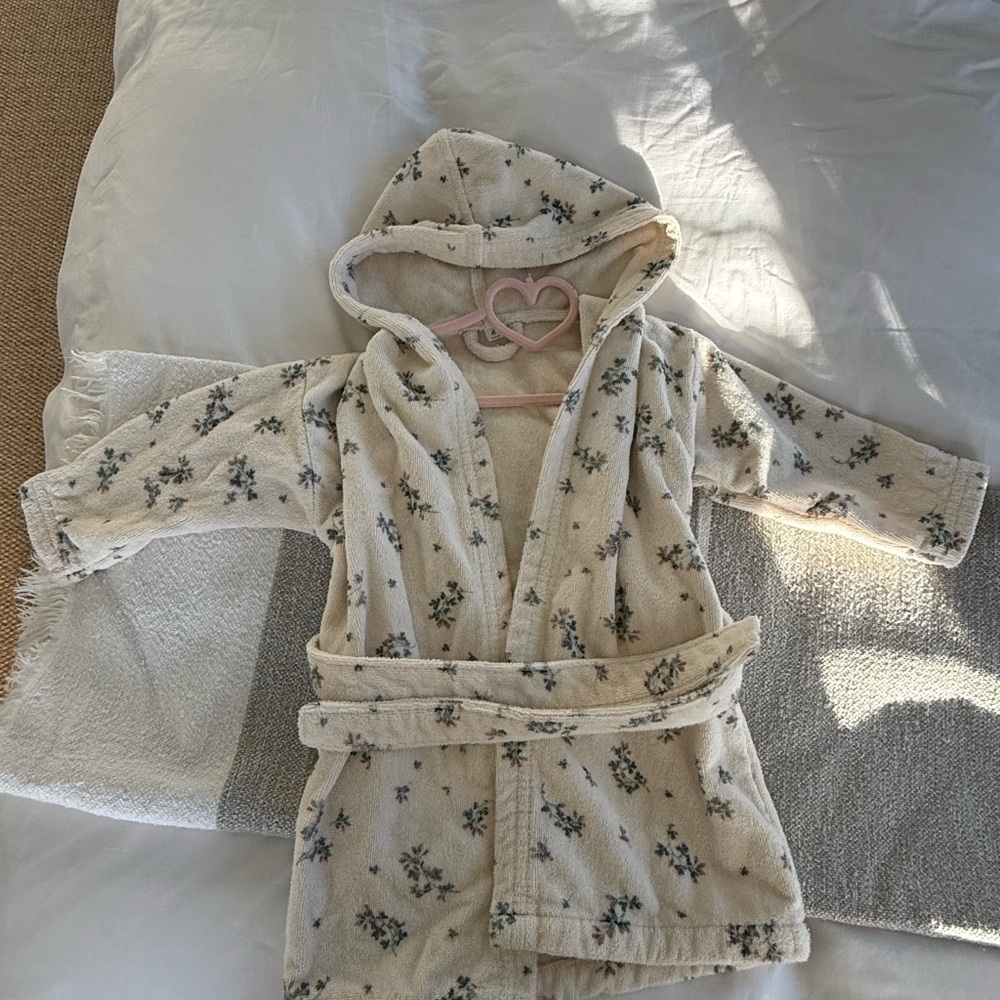 Floral Cream Kids Robe